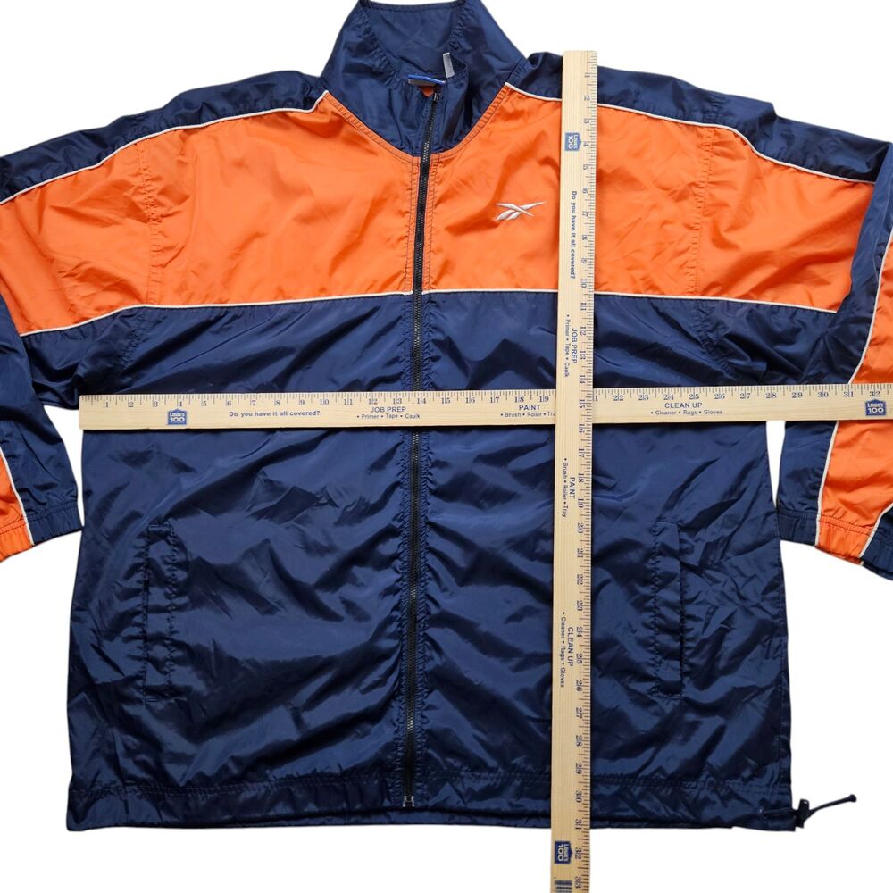 Vintage Reebok Windbreaker Jacket Mens Size XL Blue Orange Full Zip Vented 90s - Picture 6 of 9